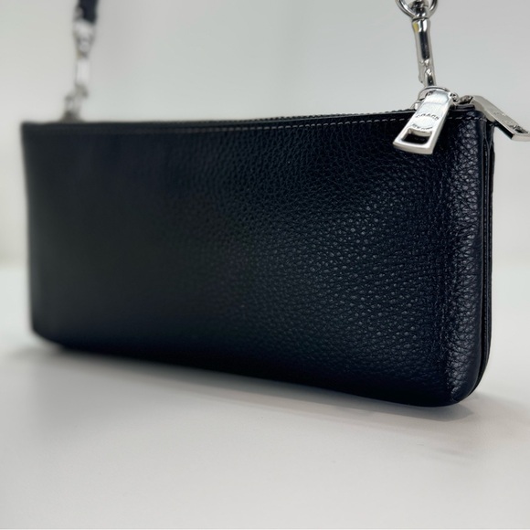 COACH Double Zip Crossbody Bag in Black Leather Wristlet - Picture 5 of 14